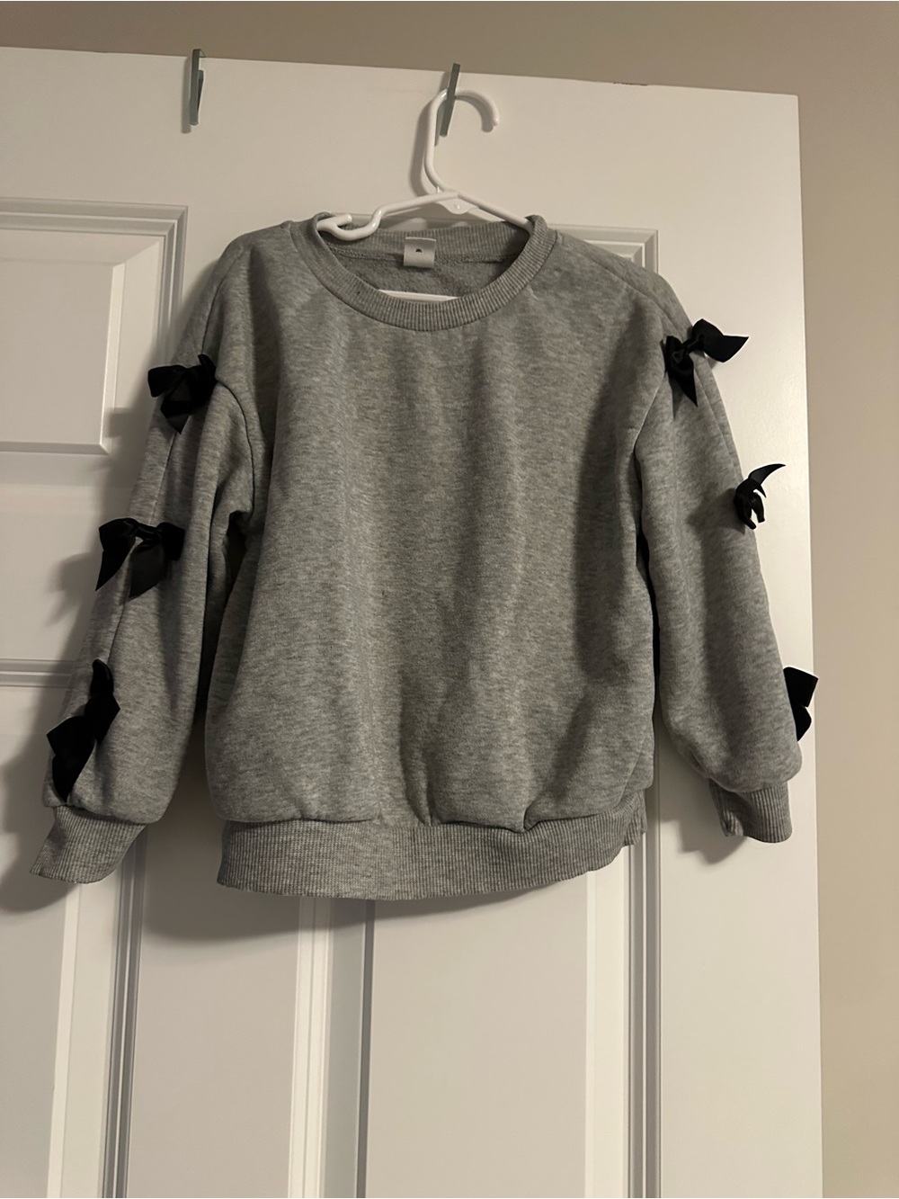 SHEIN Gray Sweatshirt with Black Bow Accents